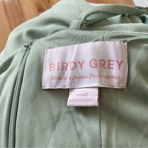 Birdy Grey Ash Crepe Sage Green Cowl Neck Slit Bridesmaid Dress Gown EUC Size S - Picture 9 of 12